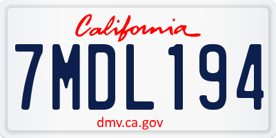 CA license plate 7MDL194