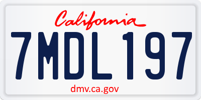 CA license plate 7MDL197