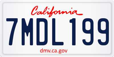 CA license plate 7MDL199