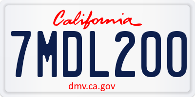 CA license plate 7MDL200