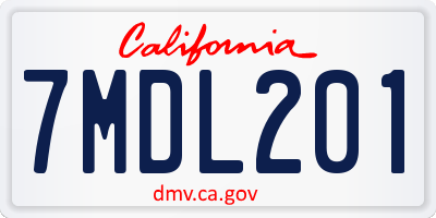 CA license plate 7MDL201