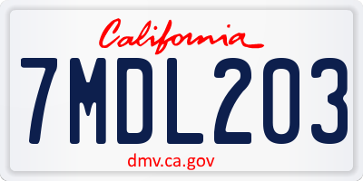CA license plate 7MDL203