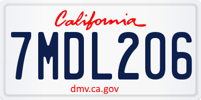 CA license plate 7MDL206