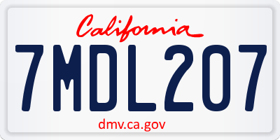 CA license plate 7MDL207