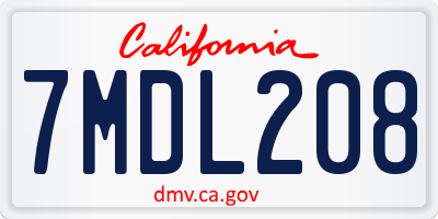 CA license plate 7MDL208