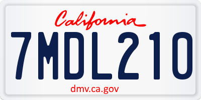 CA license plate 7MDL210