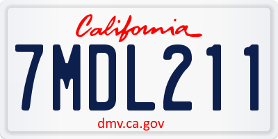 CA license plate 7MDL211