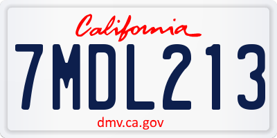 CA license plate 7MDL213