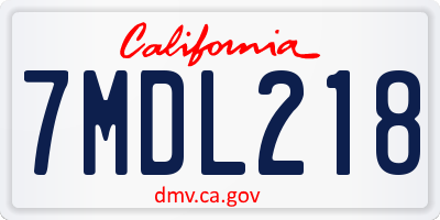 CA license plate 7MDL218