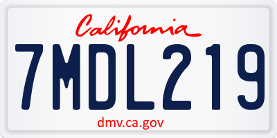 CA license plate 7MDL219
