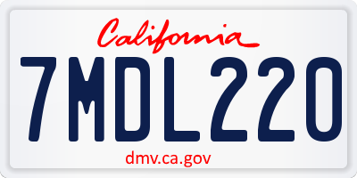 CA license plate 7MDL220