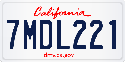CA license plate 7MDL221