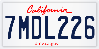 CA license plate 7MDL226