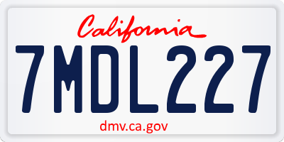 CA license plate 7MDL227