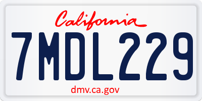 CA license plate 7MDL229