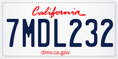 CA license plate 7MDL232
