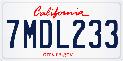 CA license plate 7MDL233