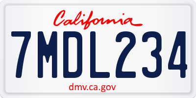 CA license plate 7MDL234