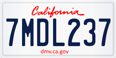 CA license plate 7MDL237