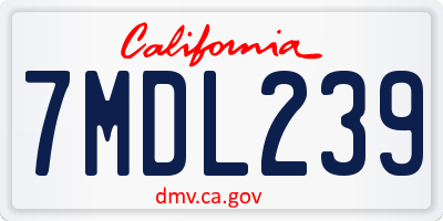 CA license plate 7MDL239