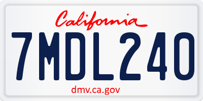 CA license plate 7MDL240