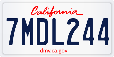 CA license plate 7MDL244