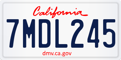 CA license plate 7MDL245