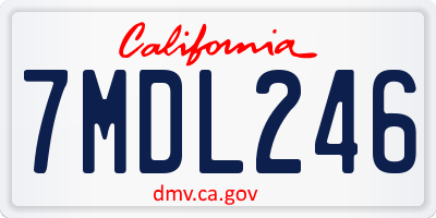 CA license plate 7MDL246