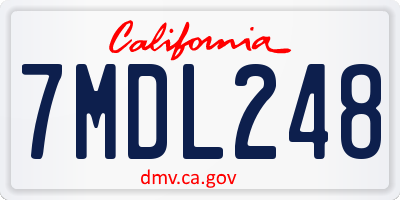 CA license plate 7MDL248