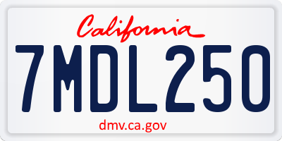 CA license plate 7MDL250