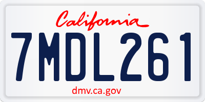 CA license plate 7MDL261