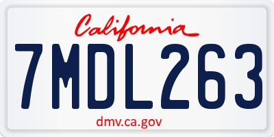 CA license plate 7MDL263