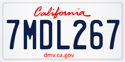 CA license plate 7MDL267