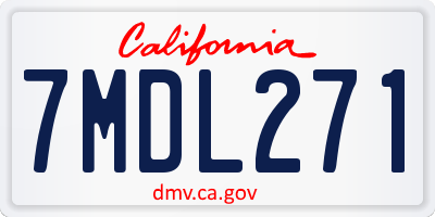 CA license plate 7MDL271