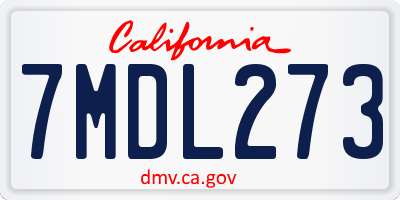 CA license plate 7MDL273