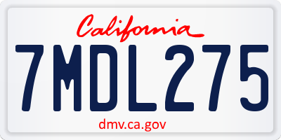 CA license plate 7MDL275