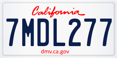 CA license plate 7MDL277