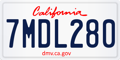 CA license plate 7MDL280
