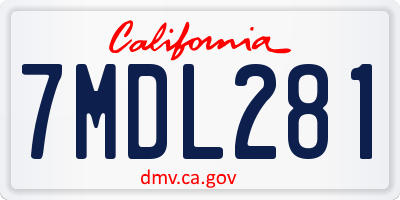 CA license plate 7MDL281