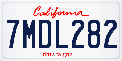 CA license plate 7MDL282