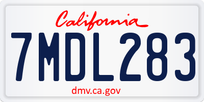 CA license plate 7MDL283