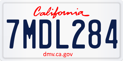 CA license plate 7MDL284