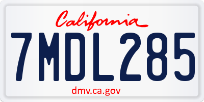 CA license plate 7MDL285