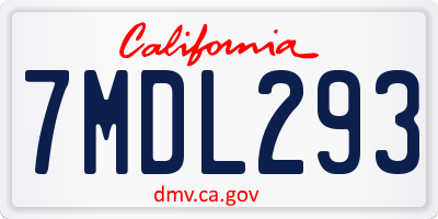 CA license plate 7MDL293