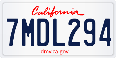 CA license plate 7MDL294