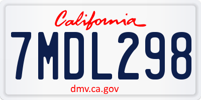 CA license plate 7MDL298