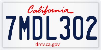 CA license plate 7MDL302