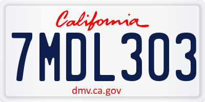 CA license plate 7MDL303