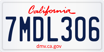 CA license plate 7MDL306