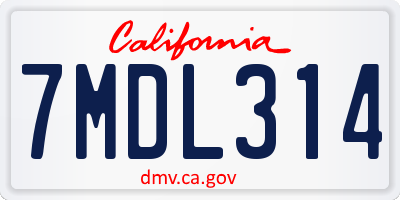 CA license plate 7MDL314